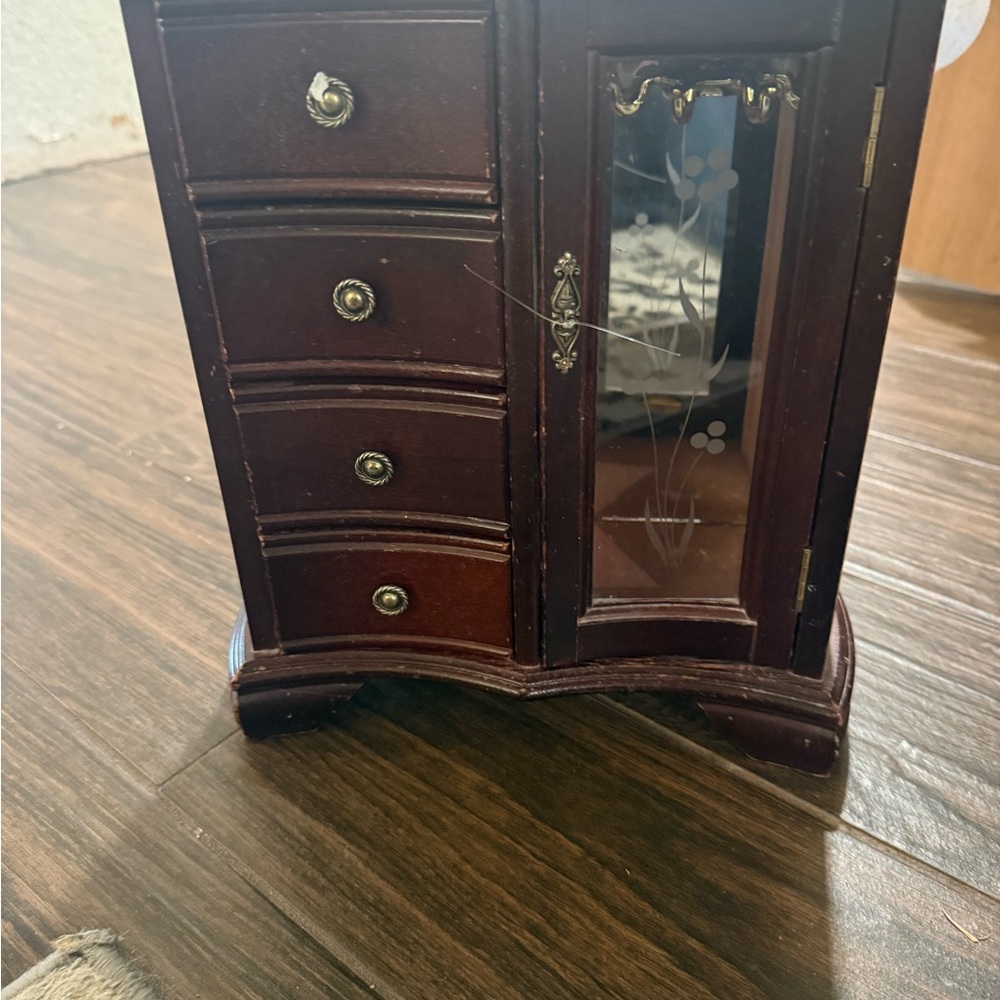 Elegant Brown Jewelry Armoire